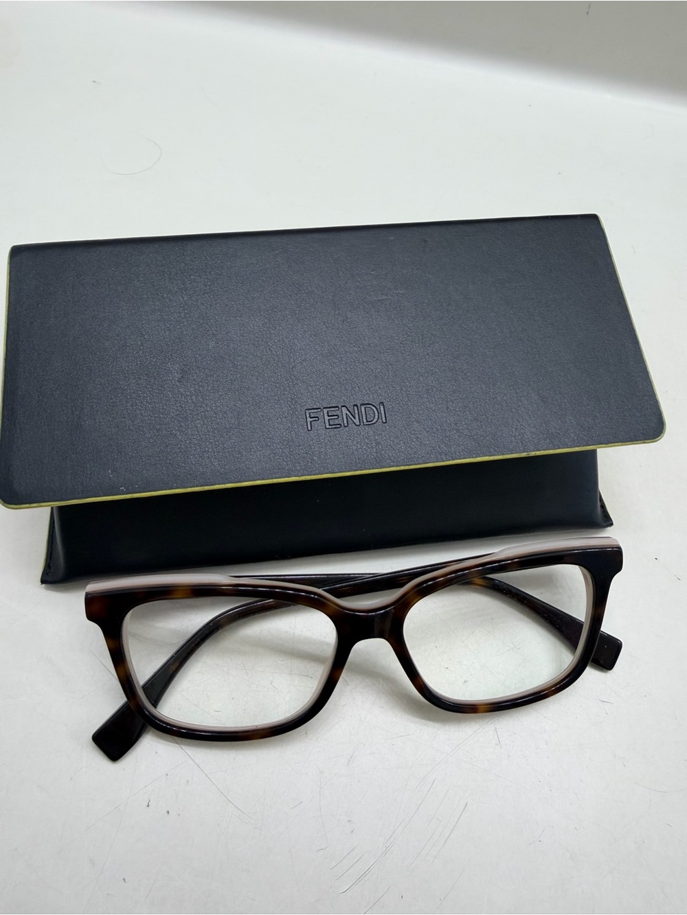 Fendi Tortoiseshell Brown and Black Acetate Glasses with Branded Case